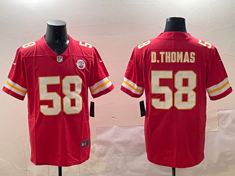 Men Kansas City Chiefs #58 D.Thomas Red Second generations 2025 Nike Limited NFL Jersey style 1